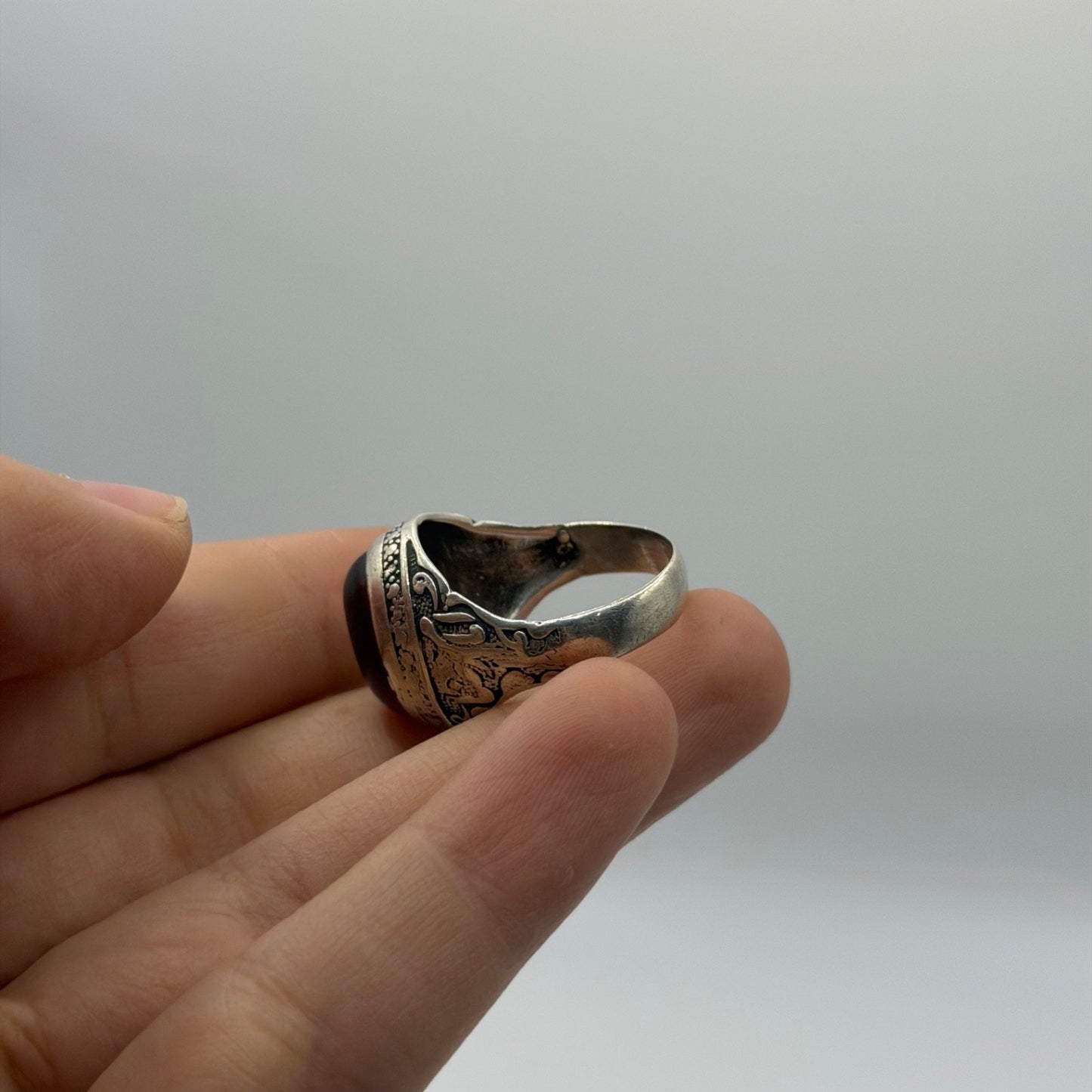 Vintage Arabic Style Handmade Silver Ring With Stone