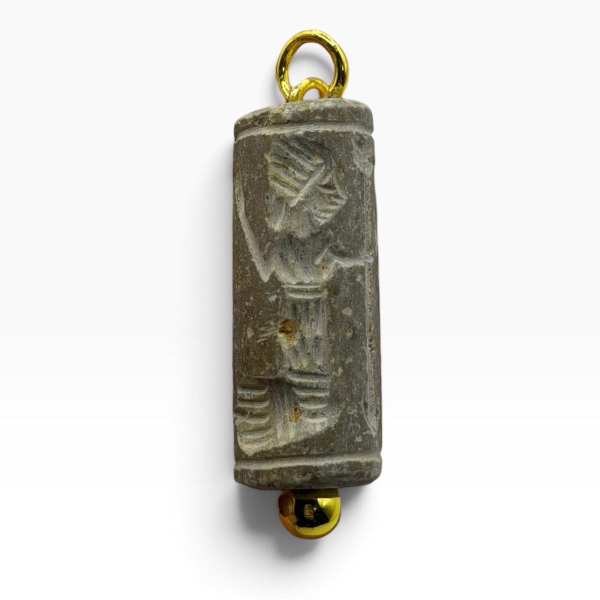 Antique Carved Cylinder Seal Pendant Ancient Style Bead Charm