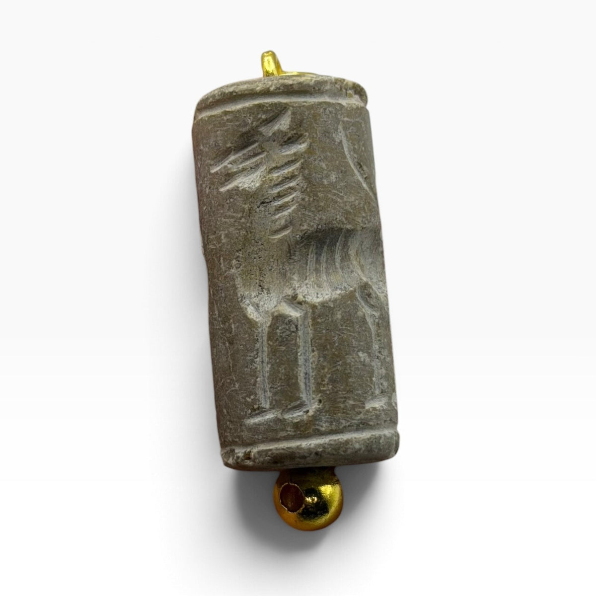 Antique Carved Cylinder Seal Pendant Ancient Style Bead Charm