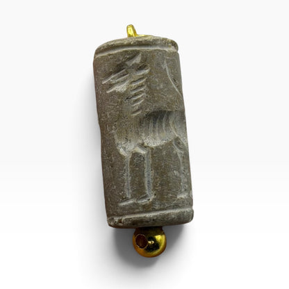 Antique Carved Cylinder Seal Pendant Ancient Style Bead Charm