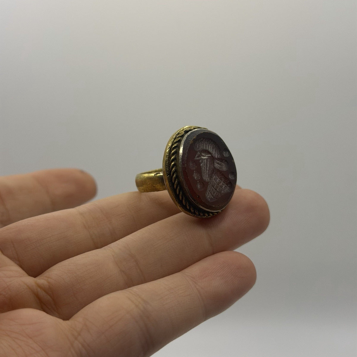 Ancient Roman Style Emperor Intaglio Brass Ring