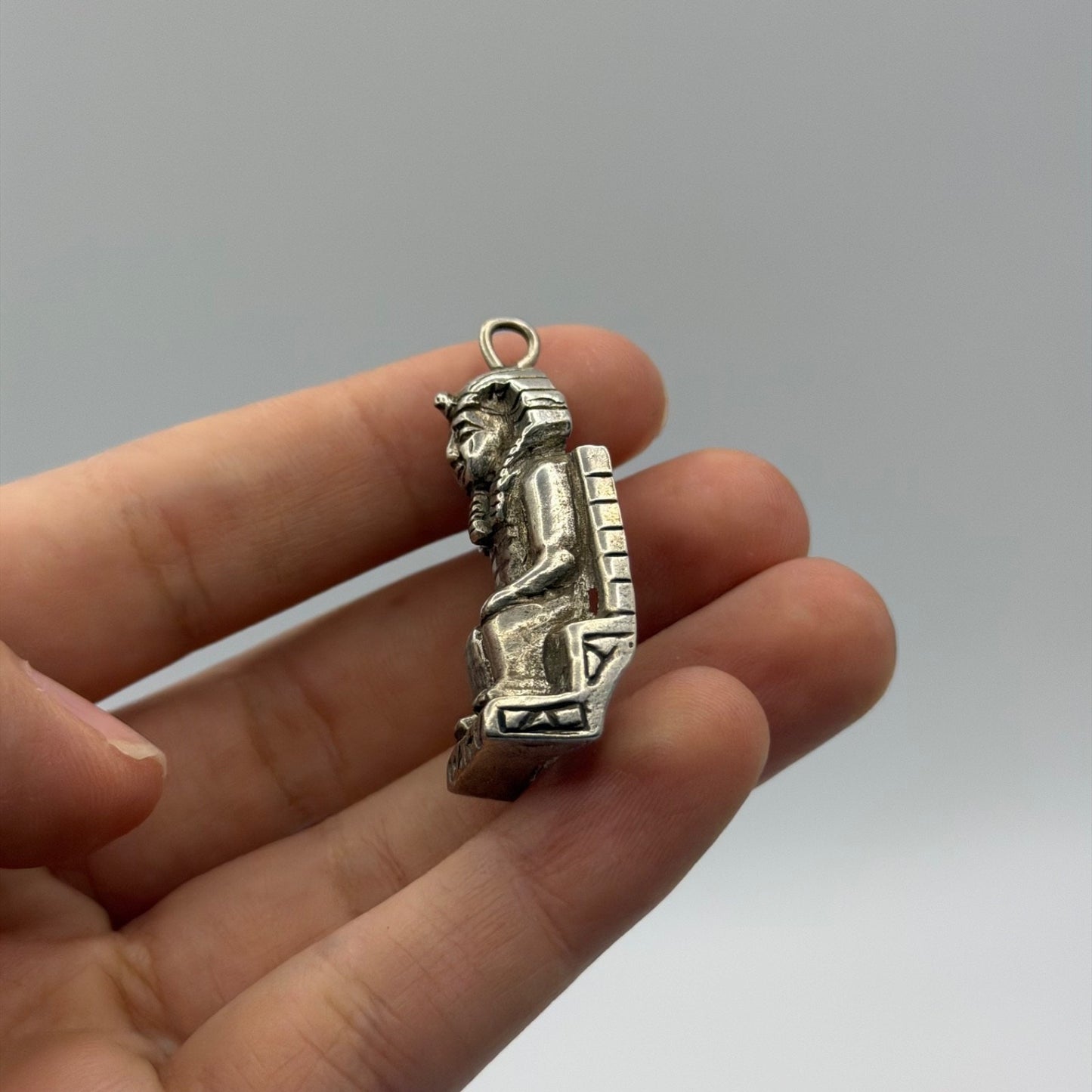 Ancient Egyptian Inspired Silver Pharaoh King Pendant