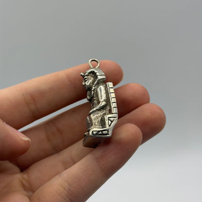 Ancient Egyptian Inspired Silver Pharaoh King Pendant