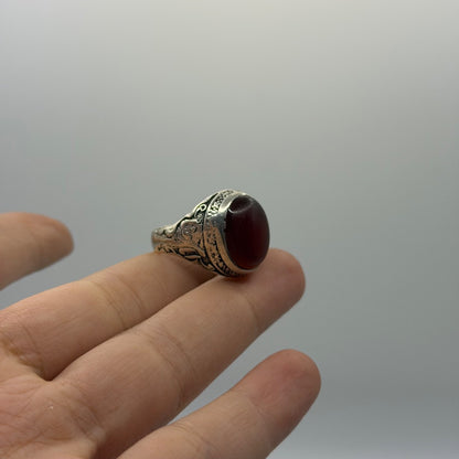 Vintage Arabic Style Handmade Silver Ring With Stone