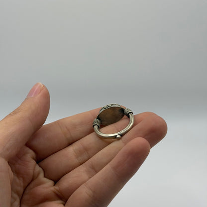 Ancient Roman Inspired Silver Ring With King Portrait Intaglio