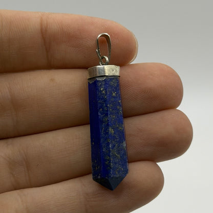 Natural Afghan Lapis Lazuli Point Pendant Silver Cap
