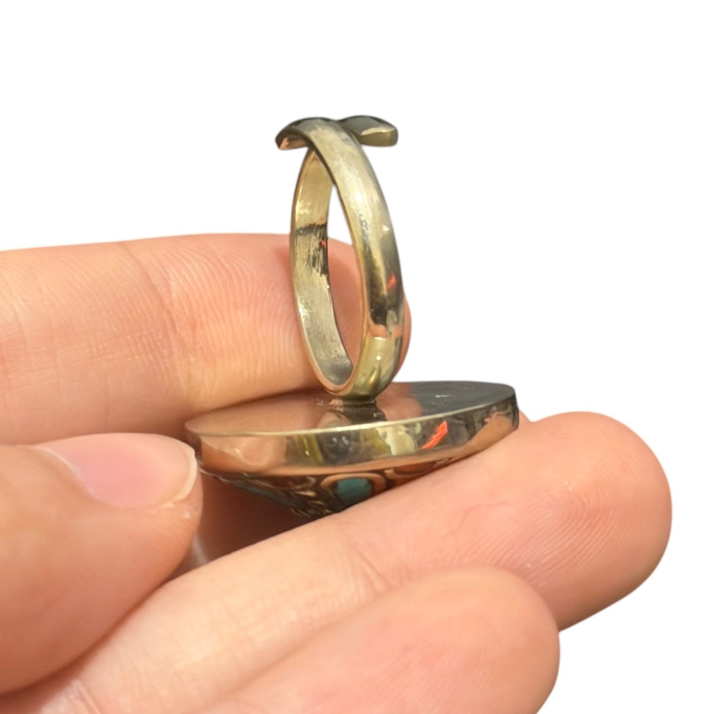 Handmade Tribal Nepalese Multi Stone Silver Tone Ring