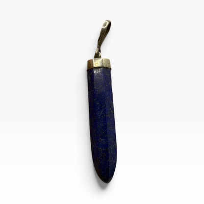 Natural Afghan Lapis Lazuli Point Pendant Silver Cap