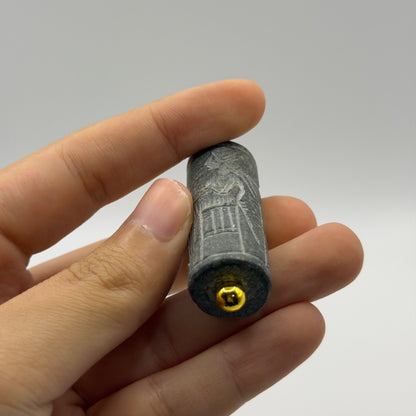 Antique Carved Cylinder Seal Pendant Ancient Style Bead Charm