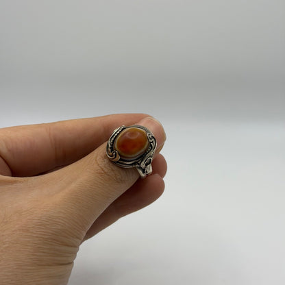 Antique Central Asian Agate Sterling Silver Ring