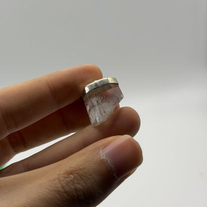 Raw Scapolite Crystal Slice Silver Pendant
