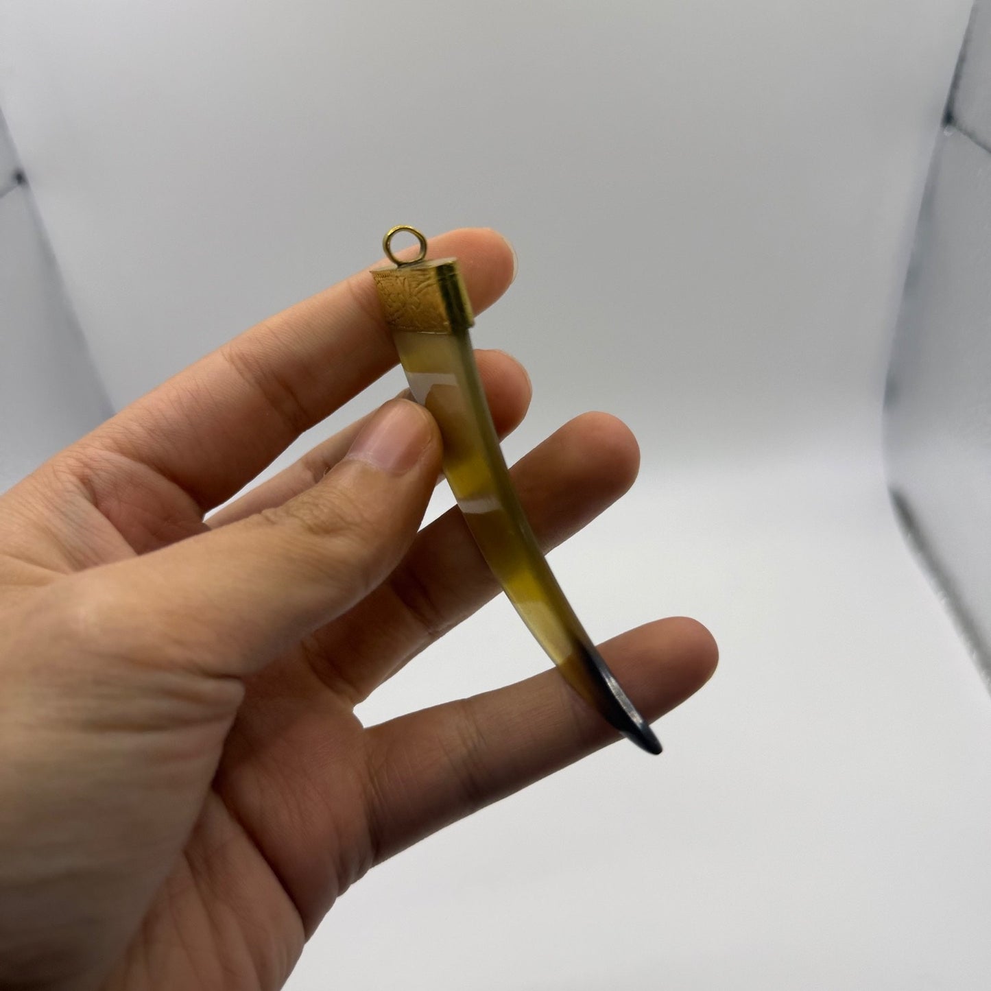 Vintage Baltic Style Amber Resin Brass Pendant