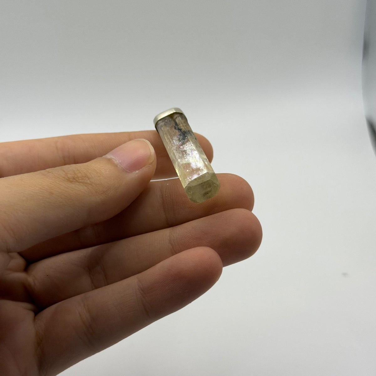 Beautiful Raw Scapolite Crystal Slice Silver Pendant