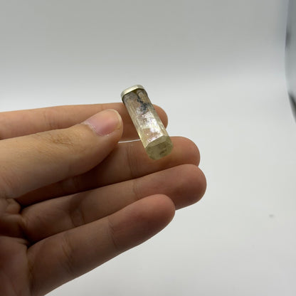 Beautiful Raw Scapolite Crystal Slice Silver Pendant