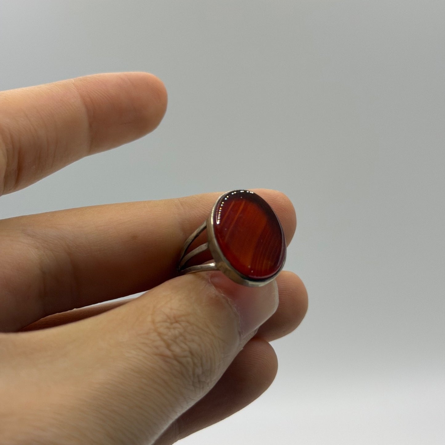 Solid Silver Agate Stone Vintage Afghan Tribal Ring