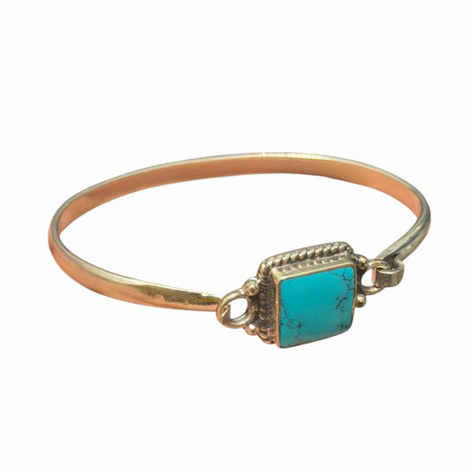 Silver Tone Boho Style Bangle With Stone