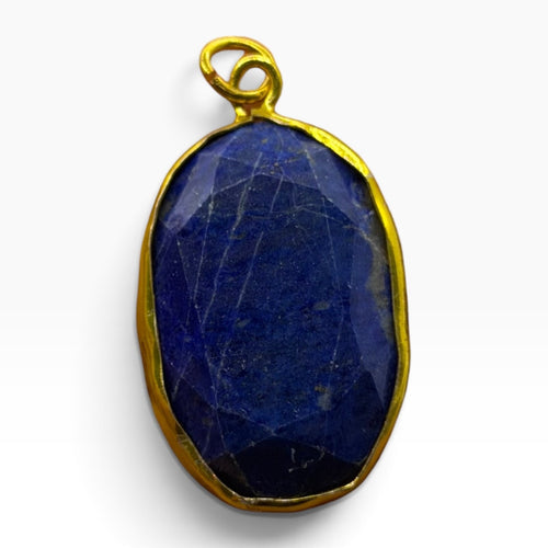 Genuine Natural Afghan Lapiz Lazuli Gold Gilded Pendant