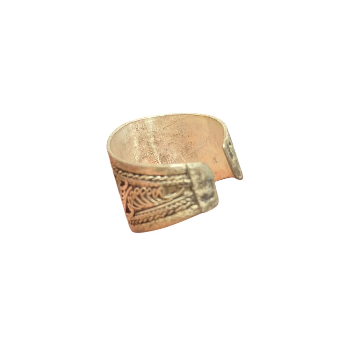 Cute Vintage Hand Carved Silver Stone Ring