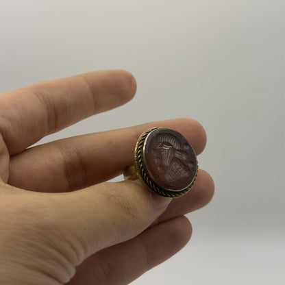 Ancient Roman Style Emperor Intaglio Brass Ring