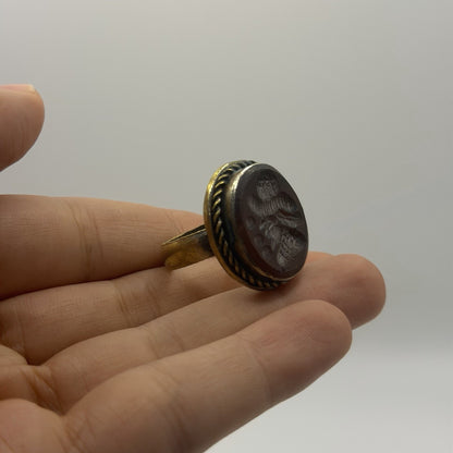 Ancient Roman Style Emperor Intaglio Brass Ring