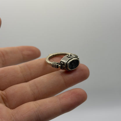 Ancient Roman Inspired Silver Ring With King Portrait Intaglio