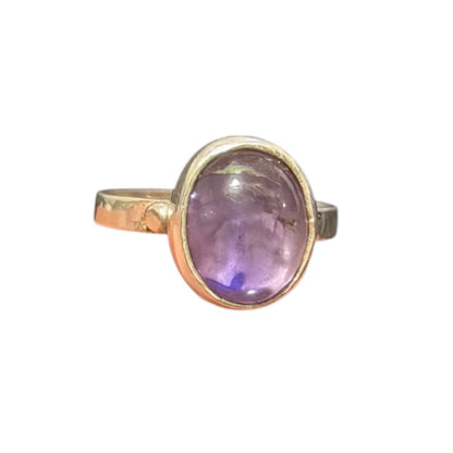 Natural Amethyst Stone Minimal Ring Silver 92.5