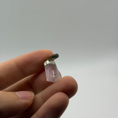 Sterling Silver 925 Raw Quartz Crystal Point Gemstone Pendant