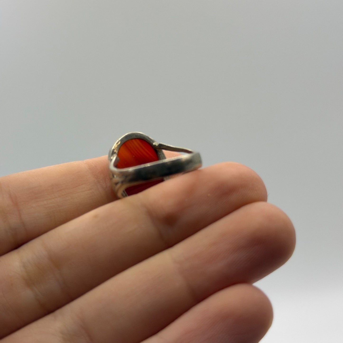 Solid Silver Agate Stone Vintage Afghan Tribal Ring