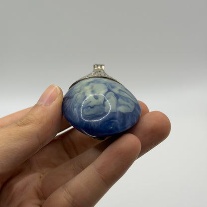 Natural Afghan Lapis Lazuli Teardrop Pendant Faceted Blue Gemstone Gold Tone