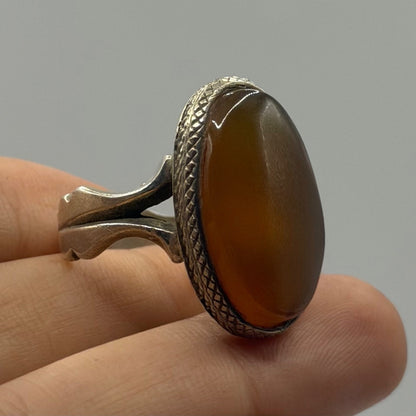 Vintage Post Medieval Style Silver Agate Ring