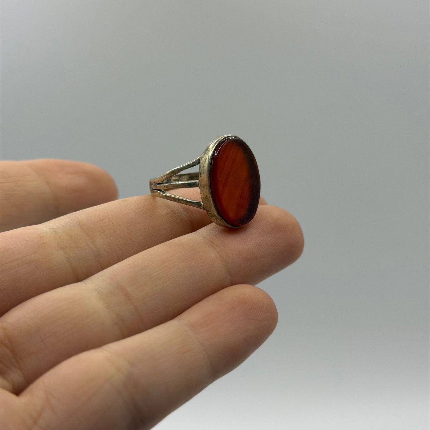 Solid Silver Agate Stone Vintage Afghan Tribal Ring