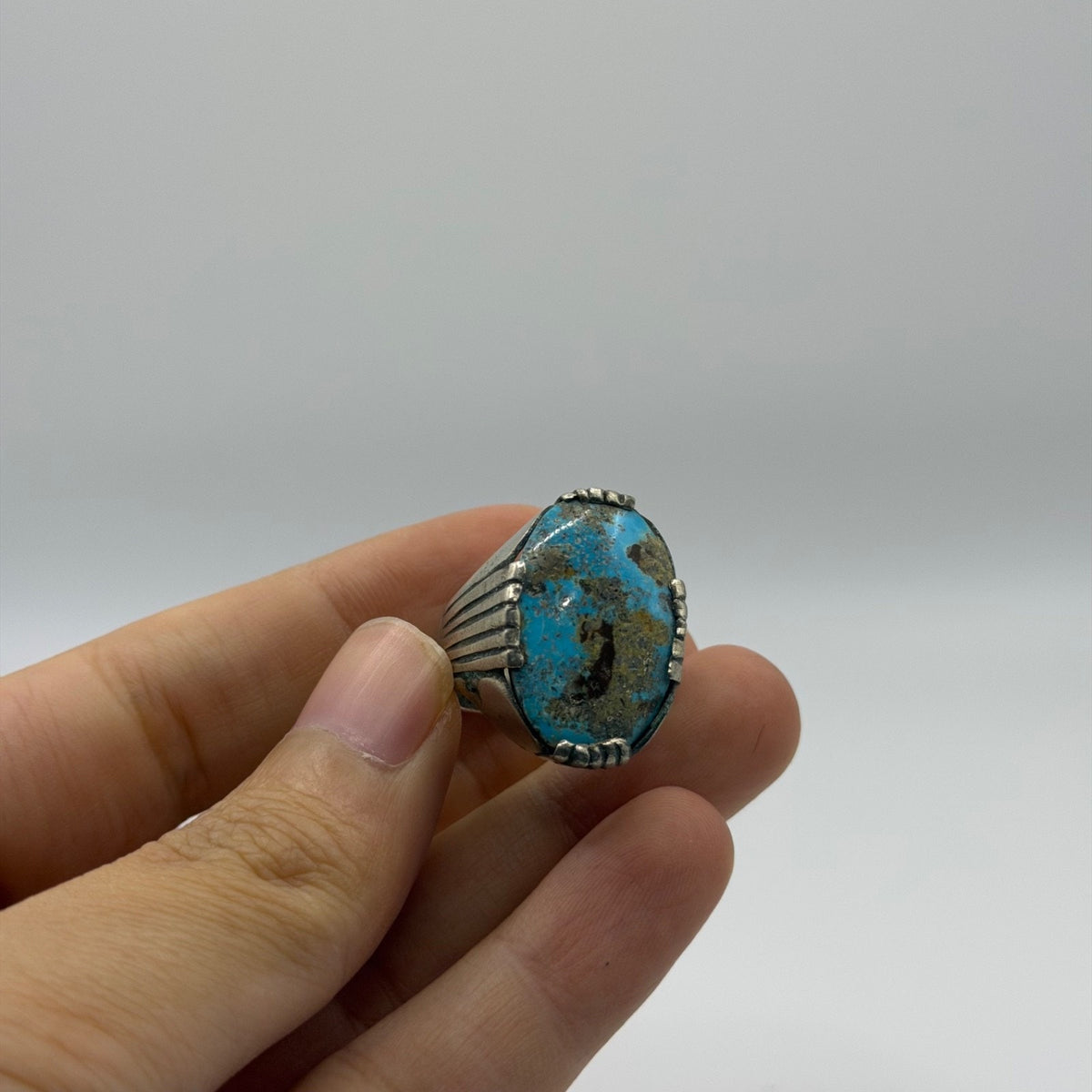 Vintage Silver Ring Natural Turquoise Stone Southwestern Statement