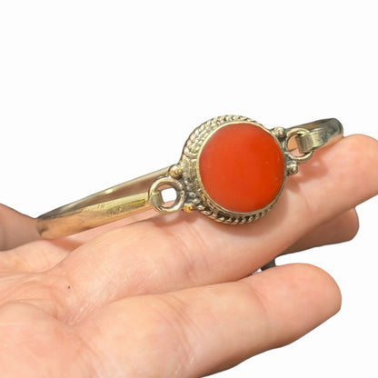 Silver Tone Boho Style Bangle With Stone