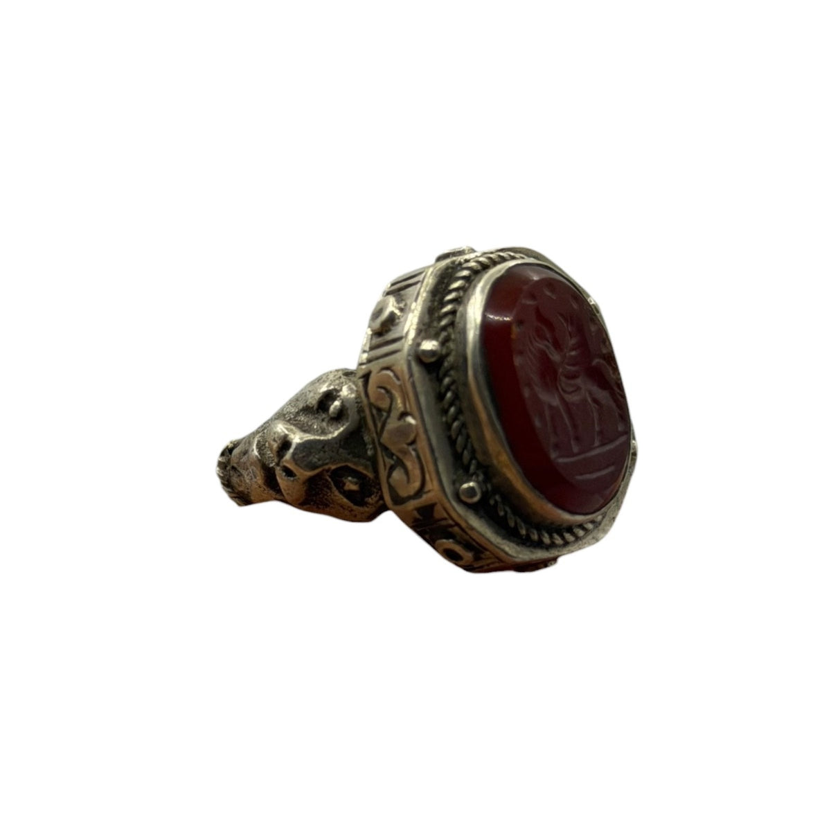 Ancient Roman Inspired Hand Carved Agate Intaglio Ring