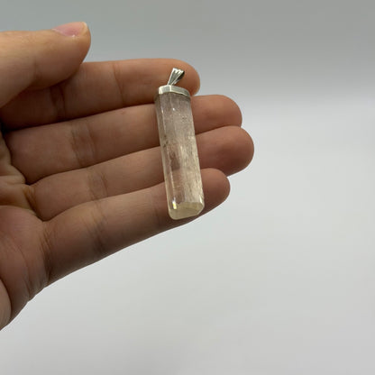 Stunning Raw Scapolite Crystal Slice Silver Pendant