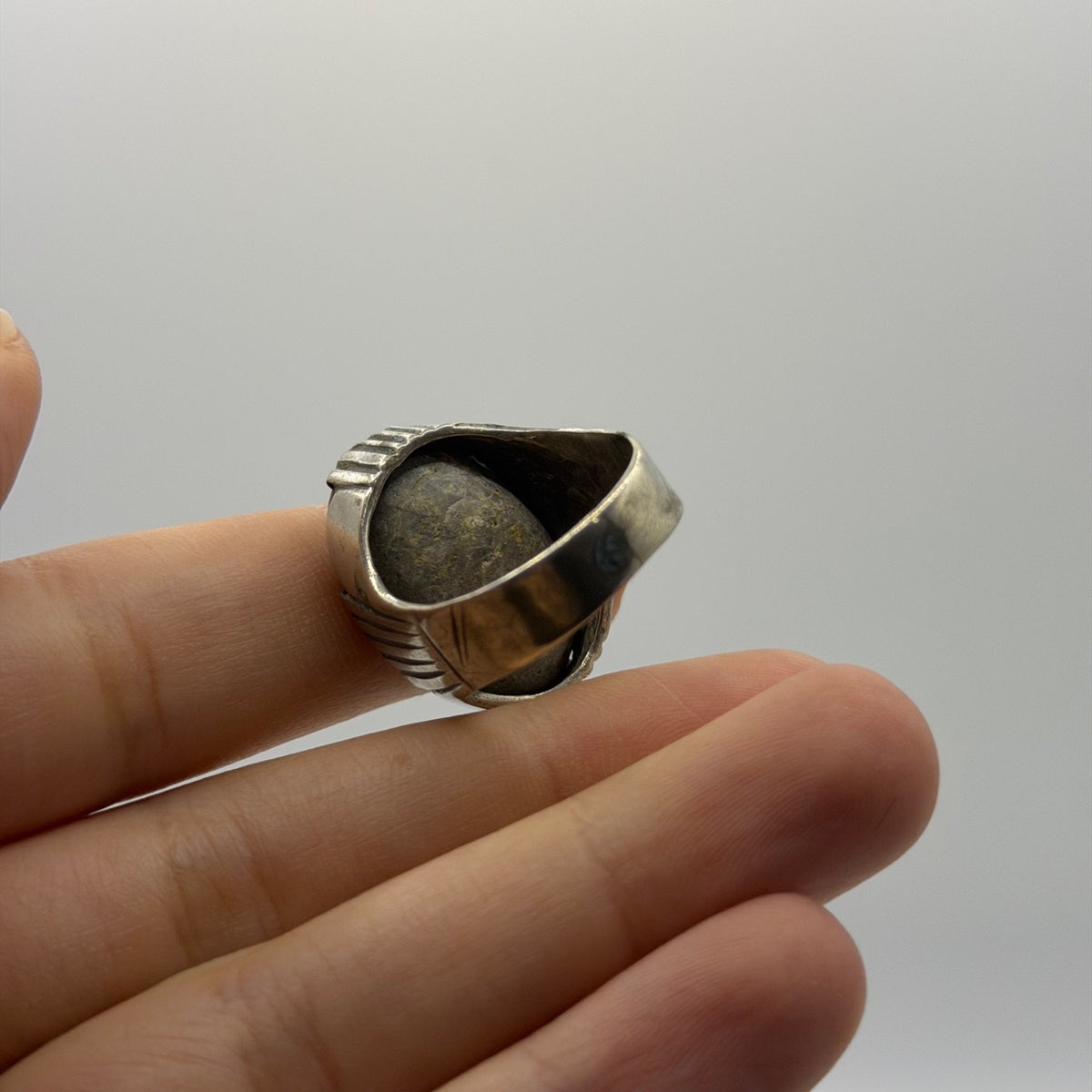 Vintage Silver Ring Natural Turquoise Stone Southwestern Statement