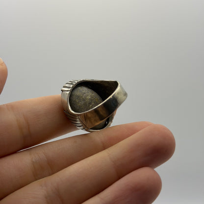 Vintage Silver Ring Natural Turquoise Stone Southwestern Statement