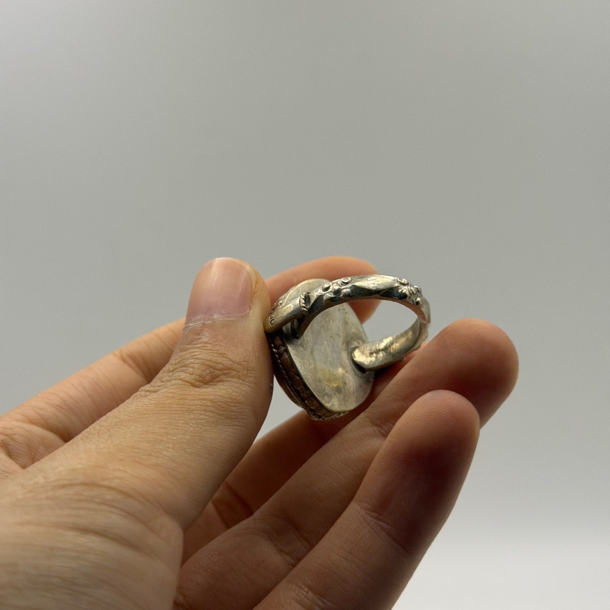 Vintage Silver Ancient Roman Style Intaglio Ring Carved Red Carnelian Seal