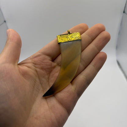 Vintage Baltic Style Amber Resin Brass Pendant