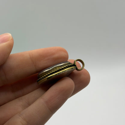 Vintage Brass Framed Oval Carnelian Agate Gemstone Pendant Charm