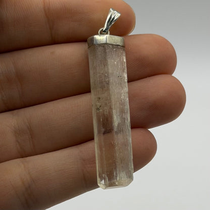 Stunning Raw Scapolite Crystal Slice Silver Pendant