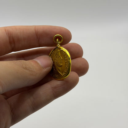 Ancient Roman Greek Style Coin Pendant Silver Gold Tone Coin Medallion Charm