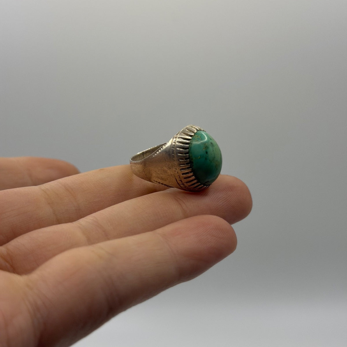 Antique Silver Natural Turquoise Stone Ring