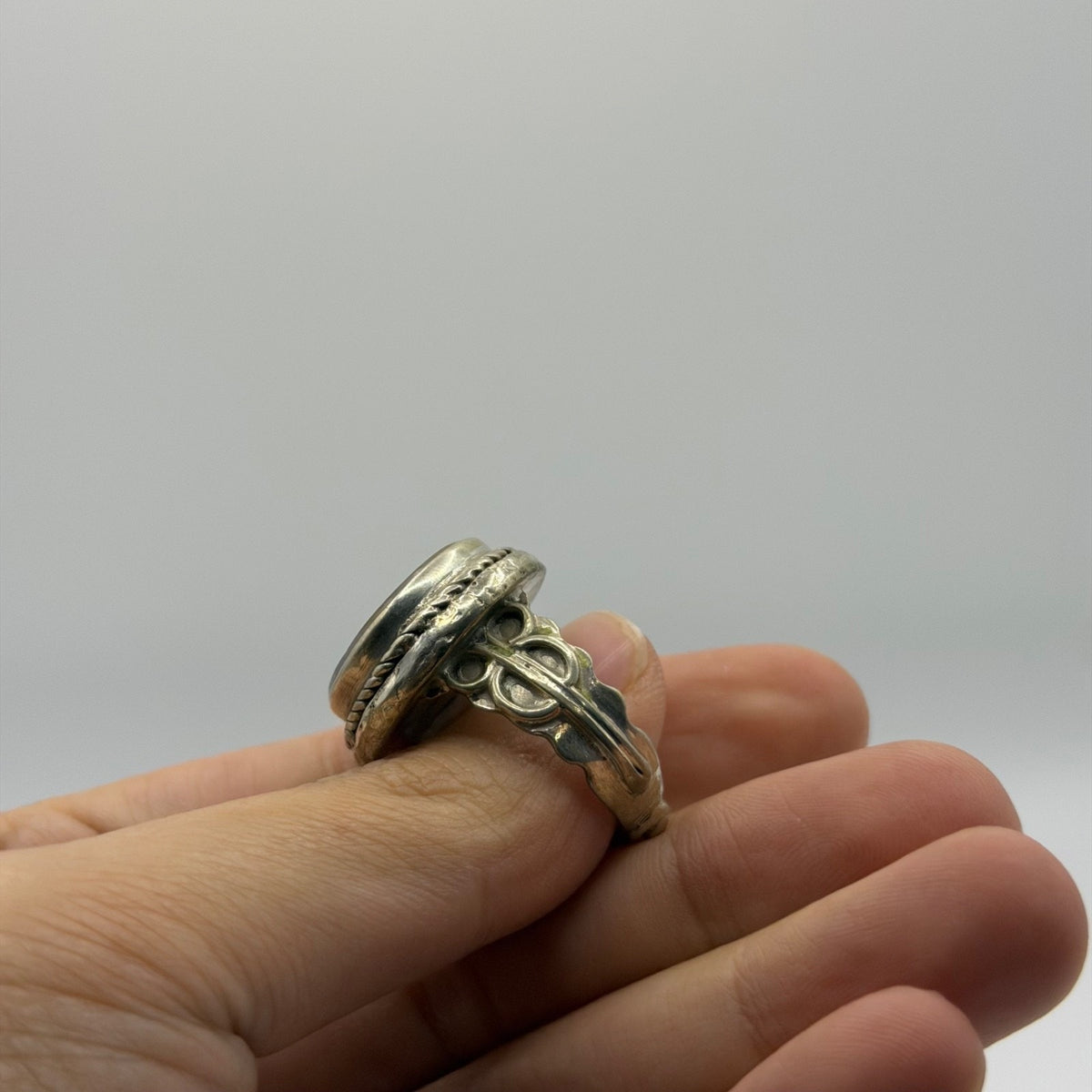 Vintage Silver Carved Intaglio Carnelian Figure Signet Ring Ancient Style