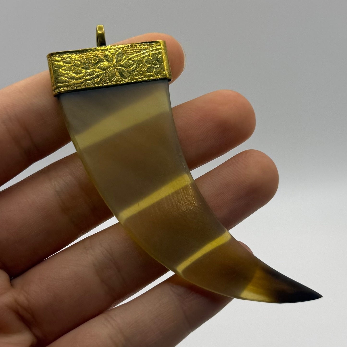 Vintage Baltic Style Amber Resin Brass Pendant
