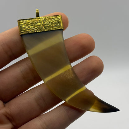 Vintage Baltic Style Amber Resin Brass Pendant