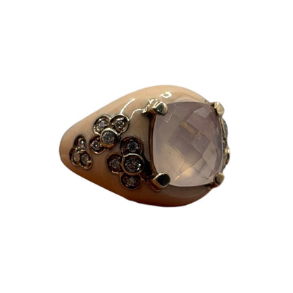 Scarce 18k Gold Plated Silver Ring With Gem Stone