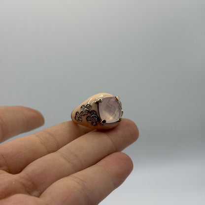 Scarce 18k Gold Plated Silver Ring With Gem Stone