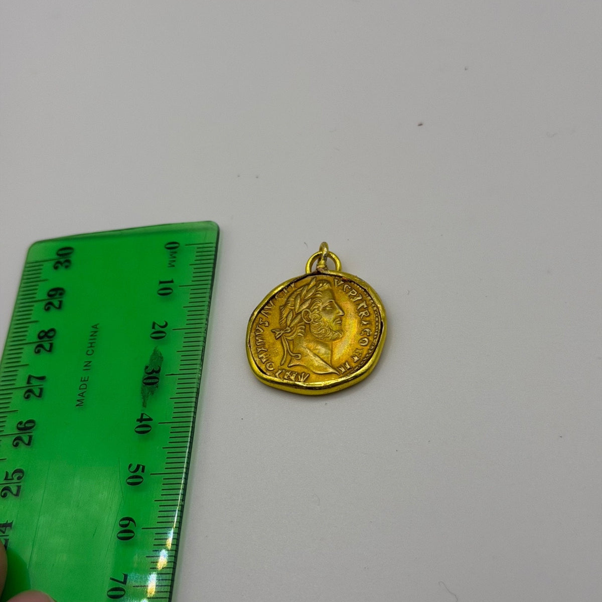 Ancient Roman Greek Style Coin Pendant Silver Gold Tone Coin Medallion Charm
