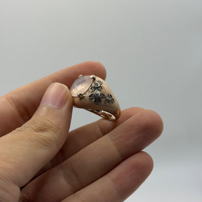 Scarce 18k Gold Plated Silver Ring With Gem Stone